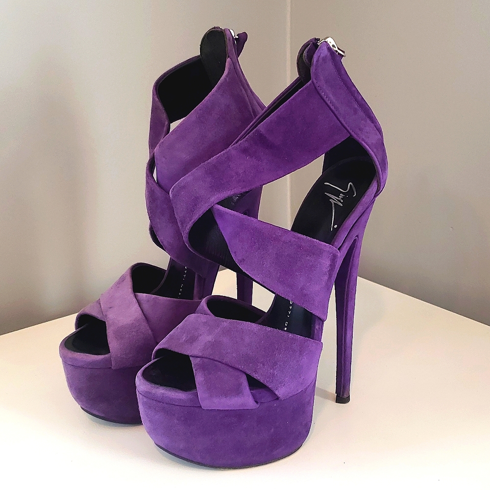 Real 2012 Giuseppe Zanotti Purple Suede Platform Heels